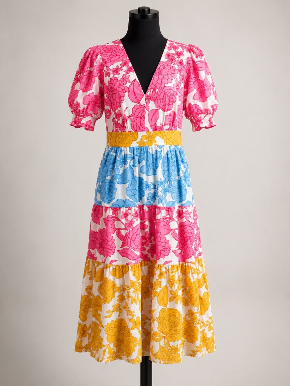 NWT Boden Bella Puff Sleeve Maxi Dress Multi Blossom Cascade Floral Cotton 8R - Picture 2 of 7